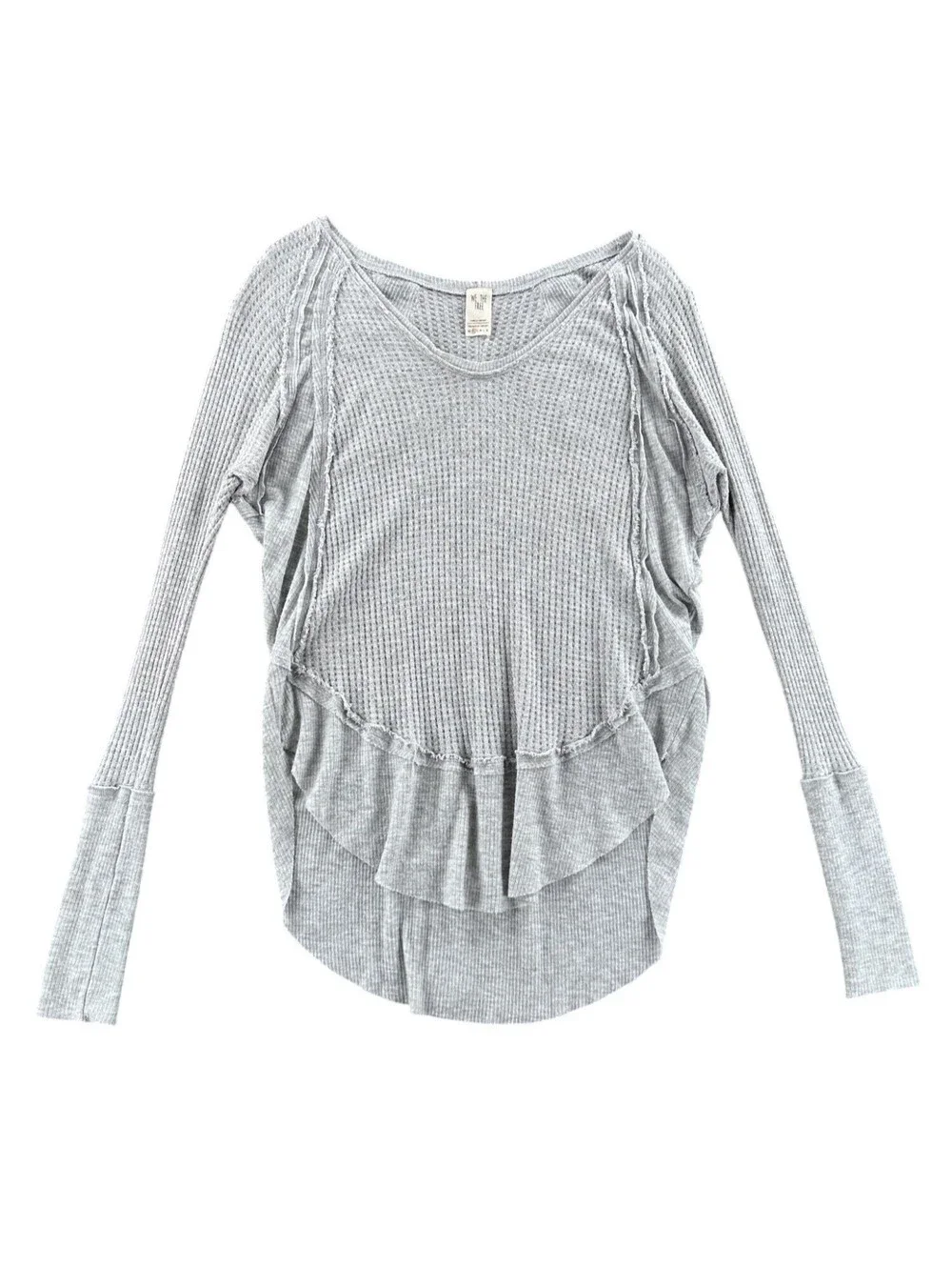 Free People We the Free Laguna Gray Waffle Knit Thermal Tunic Top XS